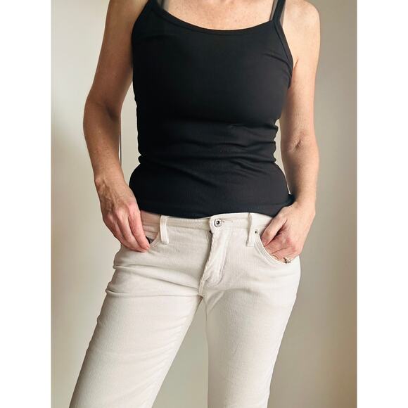 Y2K Low Rise Corduroy Flared Pants Off White Size 29 low Fit Wide legs Fall - Picture 8 of 10